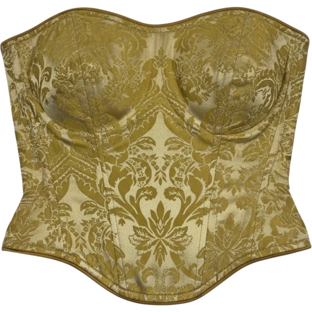 Strapless Brocade Corset Bustier in Gold